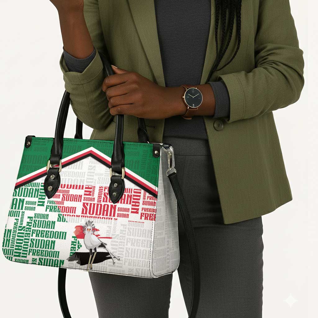 Sudan Leather Bag Secretary Bird With Typography Patterns - African Pride