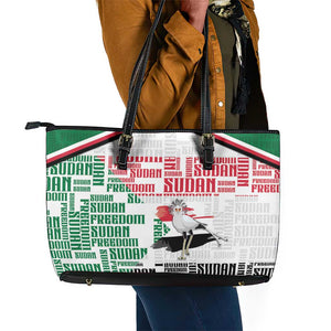 Sudan Leather Tote Bag Secretary Bird With Typography Patterns - African Pride