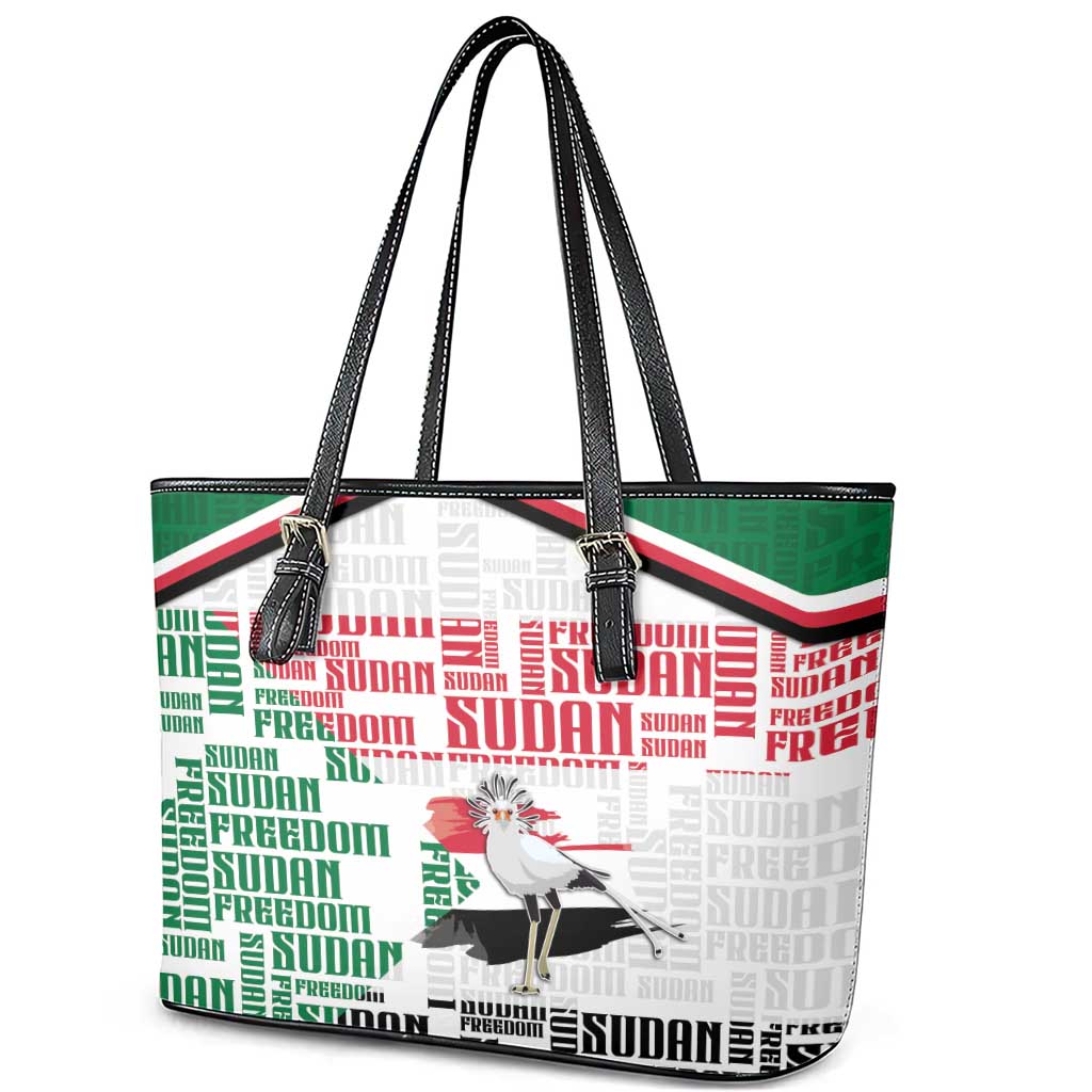 Sudan Leather Tote Bag Secretary Bird With Typography Patterns - African Pride