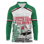 Personalized Sudan Long Sleeve Polo Shirt Secretary Bird With Typography Patterns - African Pride