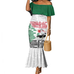 Personalized Sudan Mermaid Dress Secretary Bird With Typography Patterns - African Pride