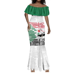 Personalized Sudan Mermaid Dress Secretary Bird With Typography Patterns - African Pride