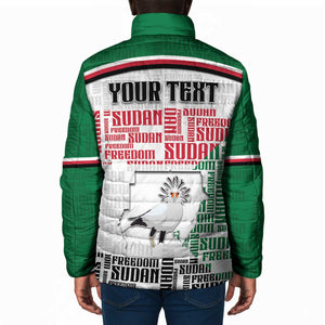 Personalized Sudan Padded Jacket Secretary Bird With Typography Patterns - African Pride