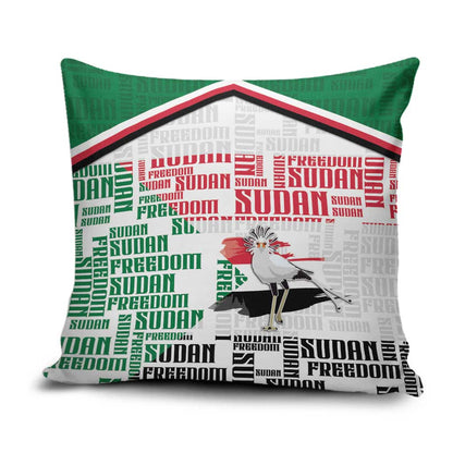 Sudan Pillow Cover Secretary Bird With Typography Patterns - African Pride