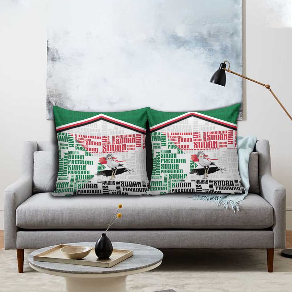 Sudan Pillow Cover Secretary Bird With Typography Patterns - African Pride