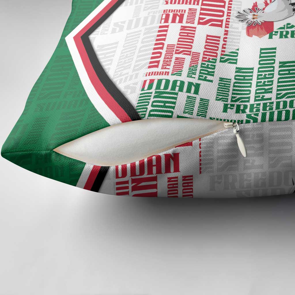 Sudan Pillow Cover Secretary Bird With Typography Patterns - African Pride