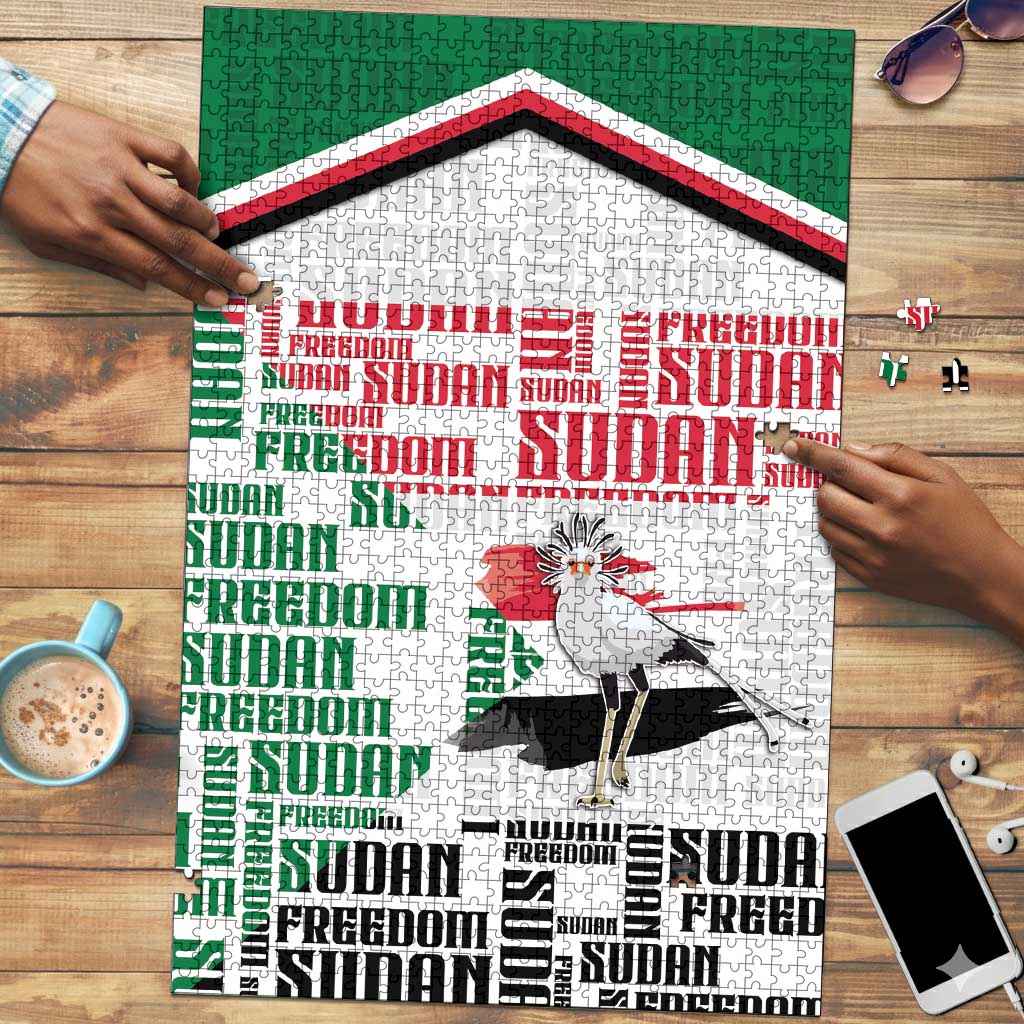 Sudan Puzzle Secretary Bird With Typography Patterns - African Pride