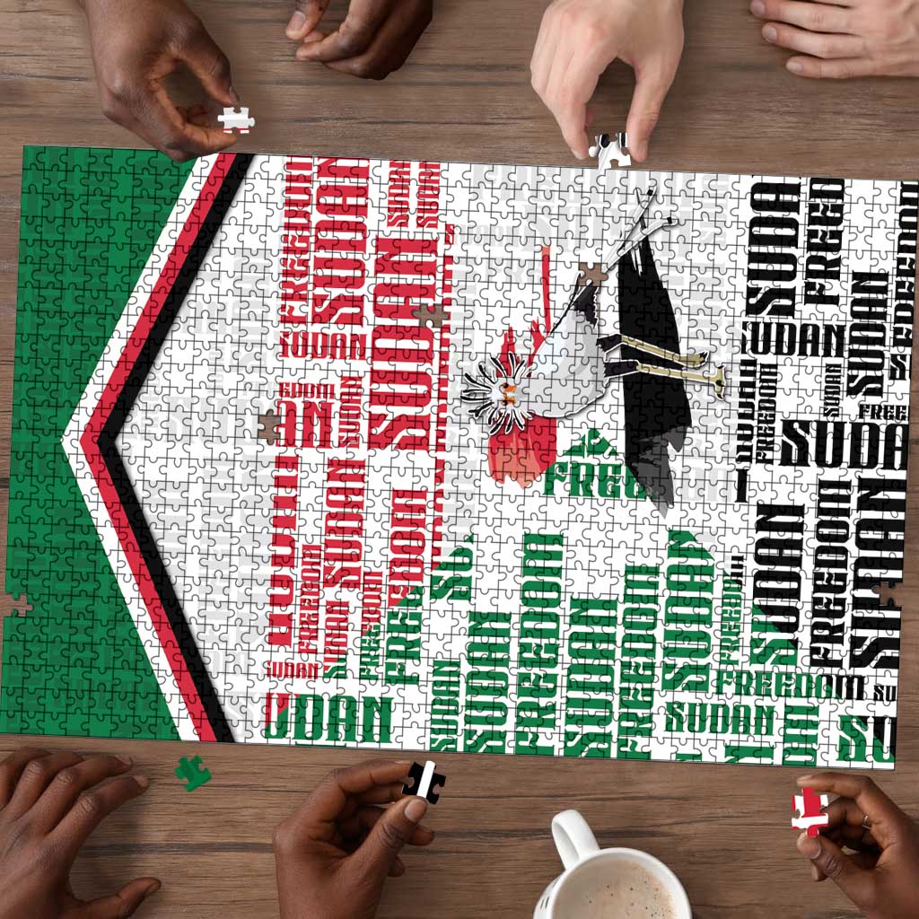 Sudan Puzzle Secretary Bird With Typography Patterns - African Pride