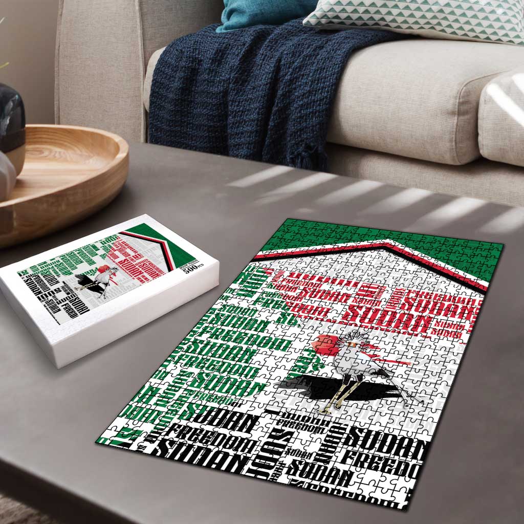 Sudan Puzzle Secretary Bird With Typography Patterns - African Pride