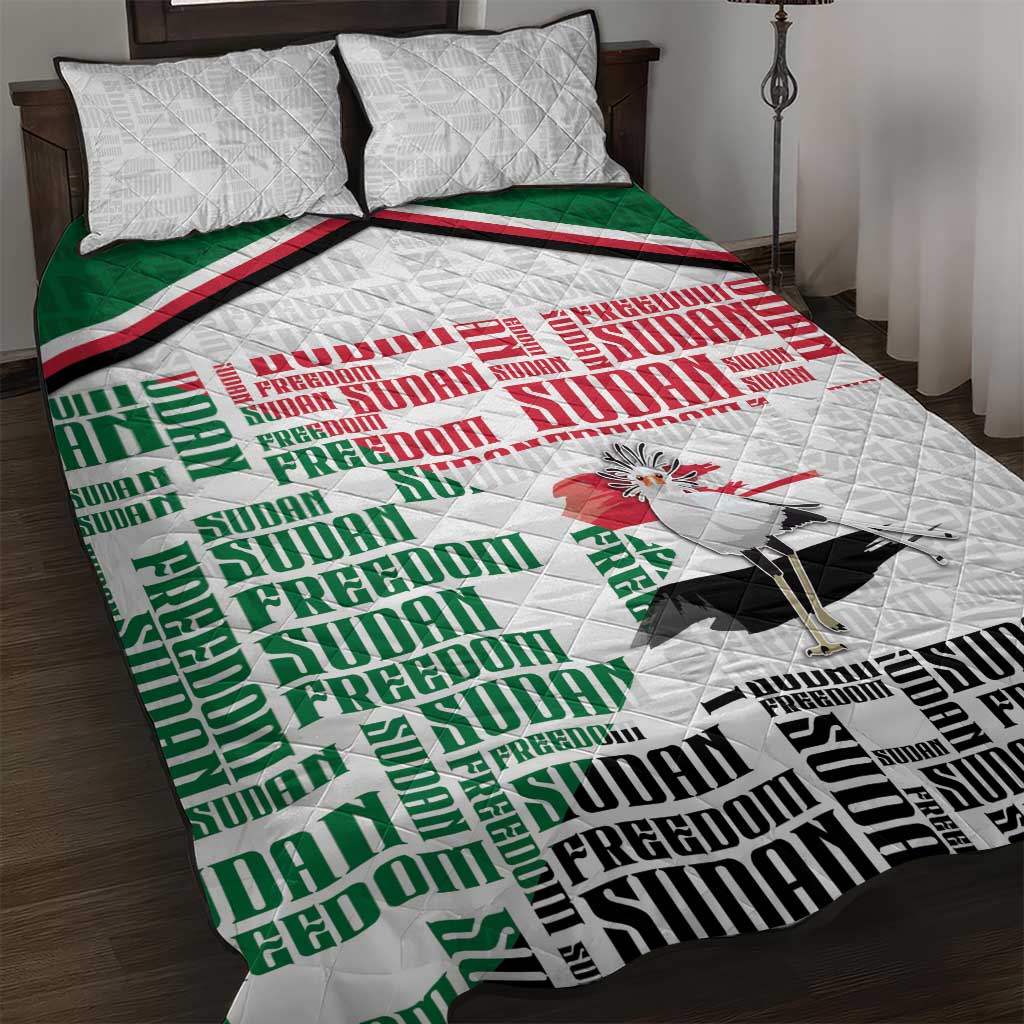 Sudan Quilt Bed Set Secretary Bird With Typography Patterns - African Pride