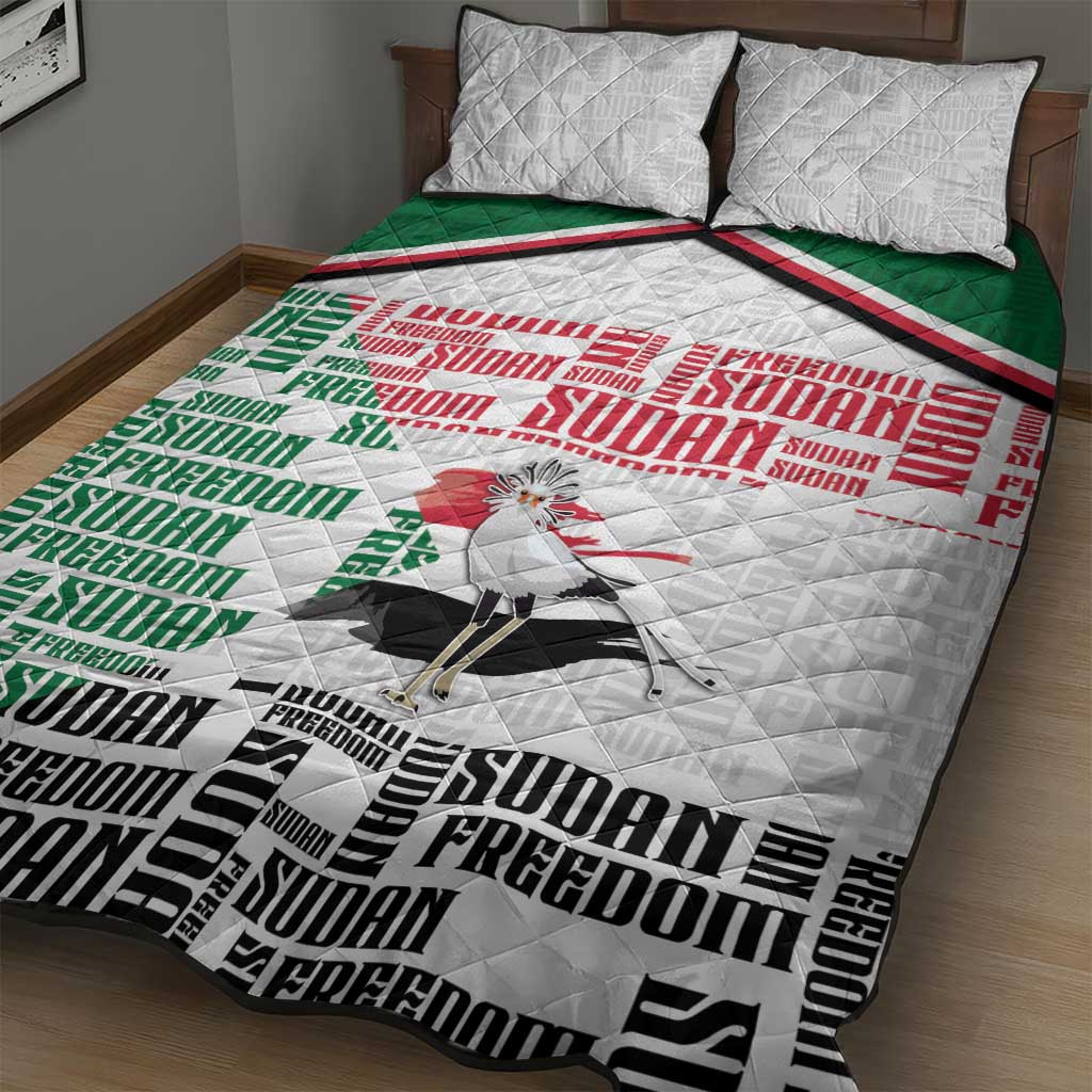 Sudan Quilt Bed Set Secretary Bird With Typography Patterns - African Pride