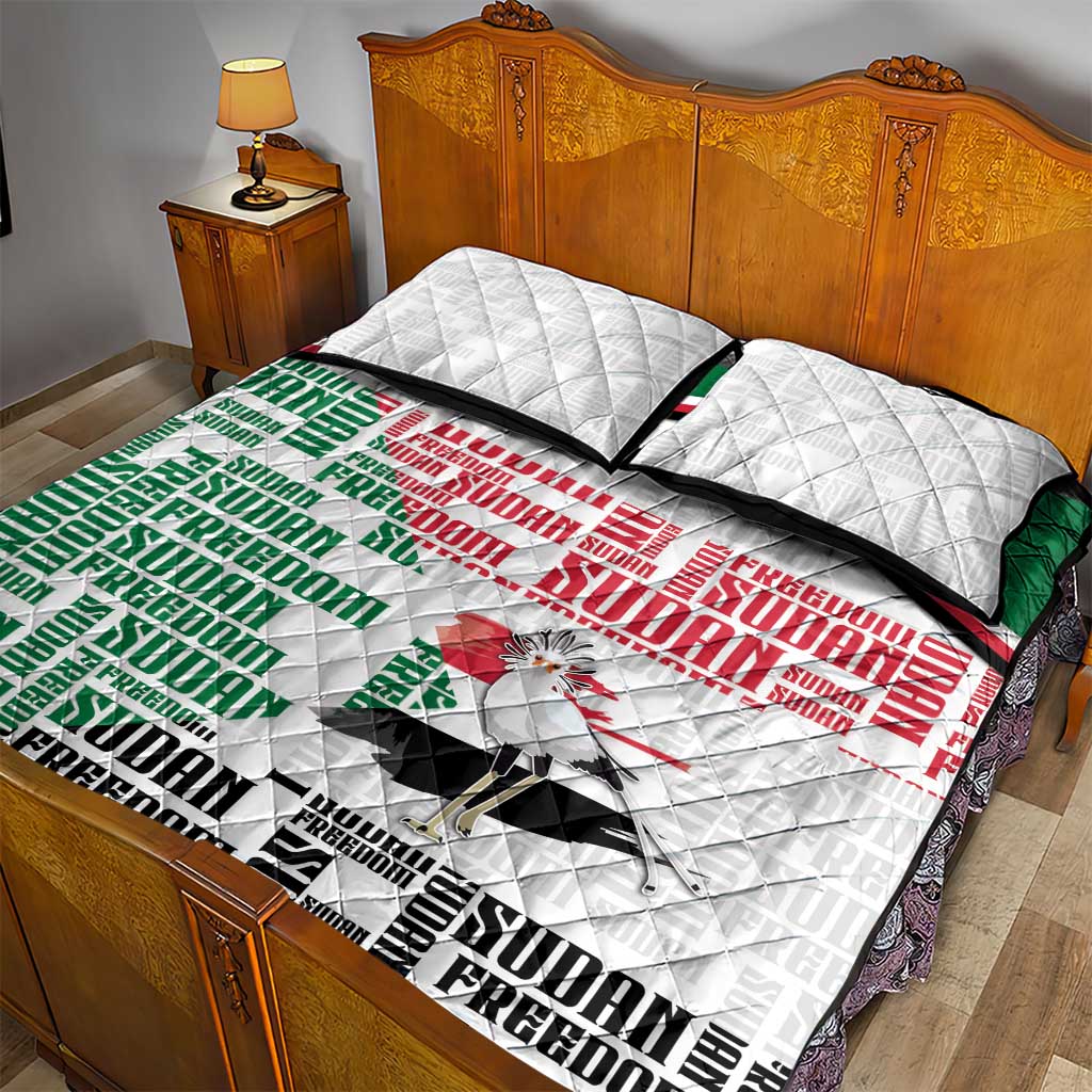 Sudan Quilt Bed Set Secretary Bird With Typography Patterns - African Pride