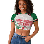 Personalized Sudan Raglan Cropped T shirt Secretary Bird With Typography Patterns - African Pride