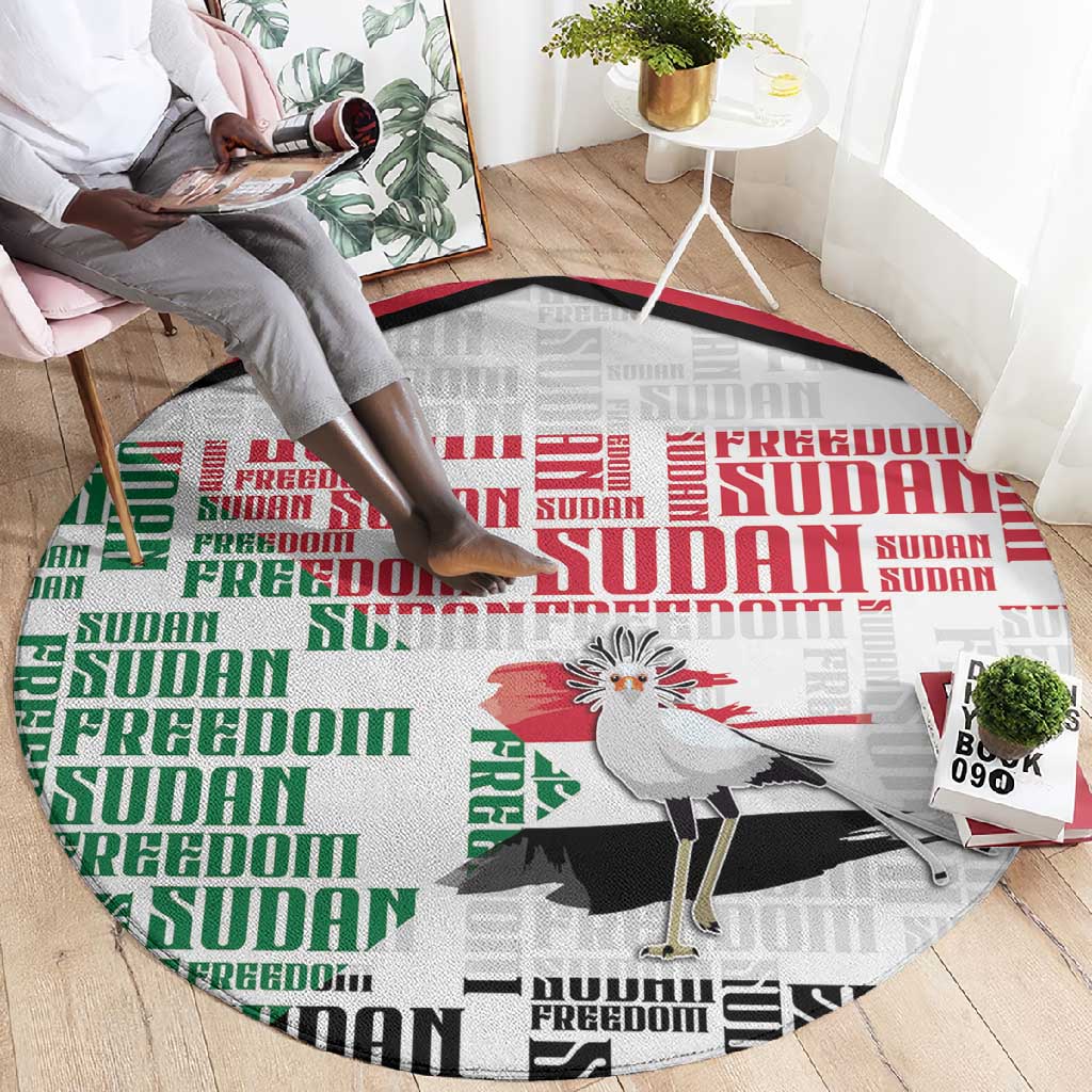 Sudan Round Carpet Secretary Bird With Typography Patterns - African Pride