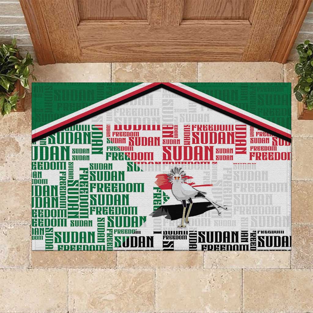 Sudan Rubber Doormat Secretary Bird With Typography Patterns - African Pride