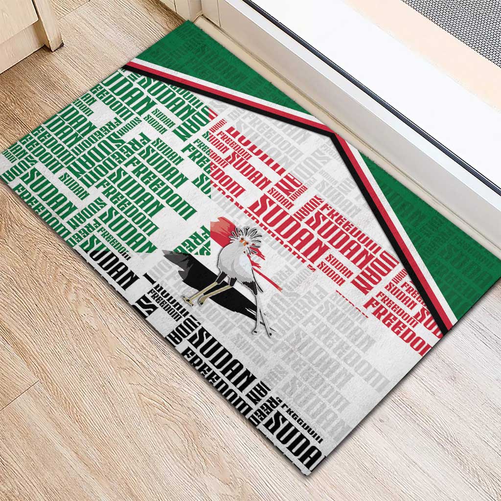 Sudan Rubber Doormat Secretary Bird With Typography Patterns - African Pride