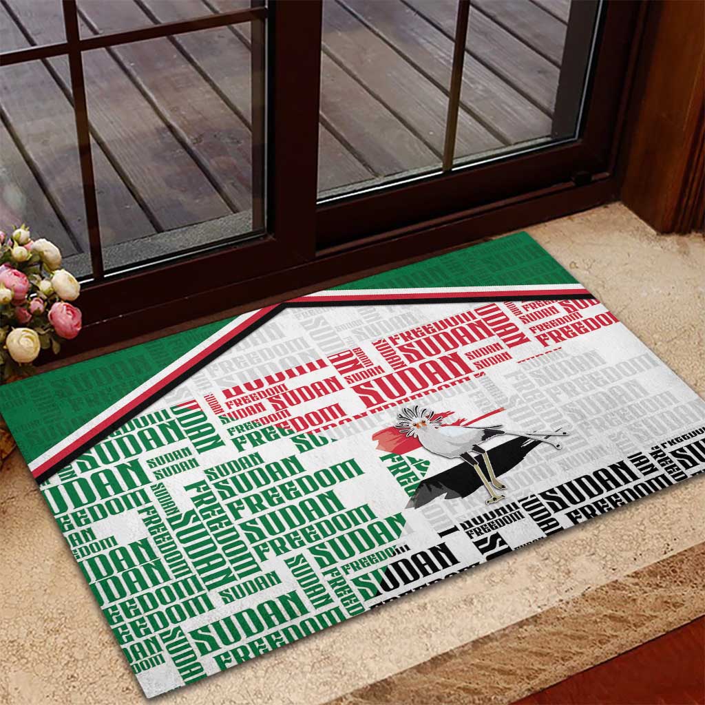 Sudan Rubber Doormat Secretary Bird With Typography Patterns - African Pride