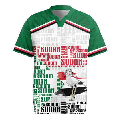 Personalized Sudan Rugby Jersey Secretary Bird With Typography Patterns - African Pride