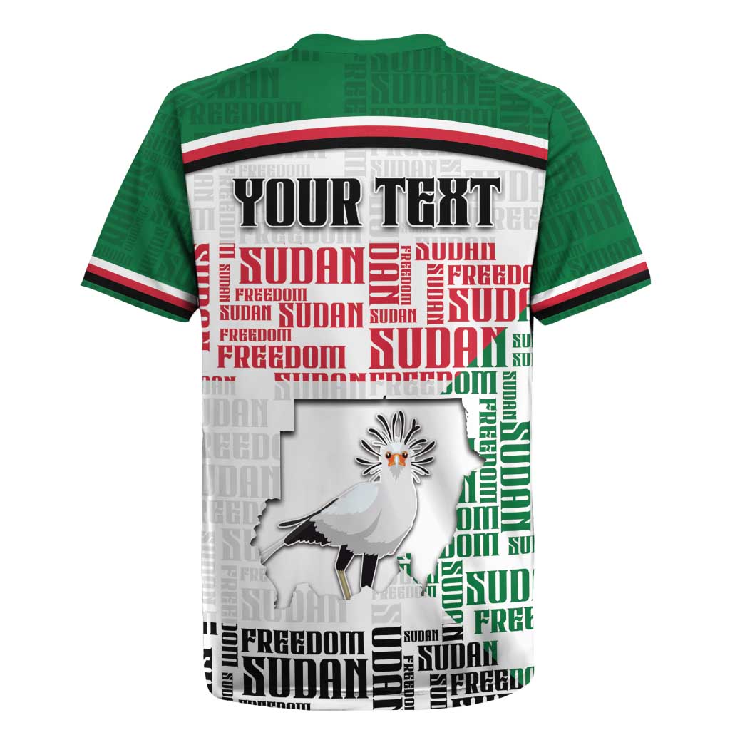 Personalized Sudan Rugby Jersey Secretary Bird With Typography Patterns - African Pride
