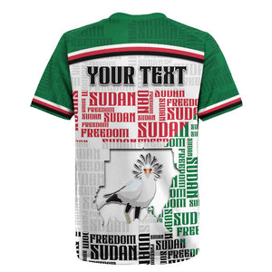 Personalized Sudan Rugby Jersey Secretary Bird With Typography Patterns - African Pride