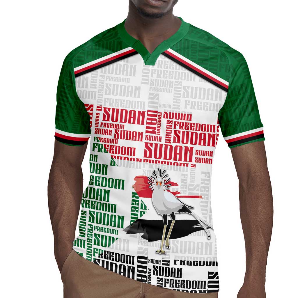 Personalized Sudan Rugby Jersey Secretary Bird With Typography Patterns - African Pride