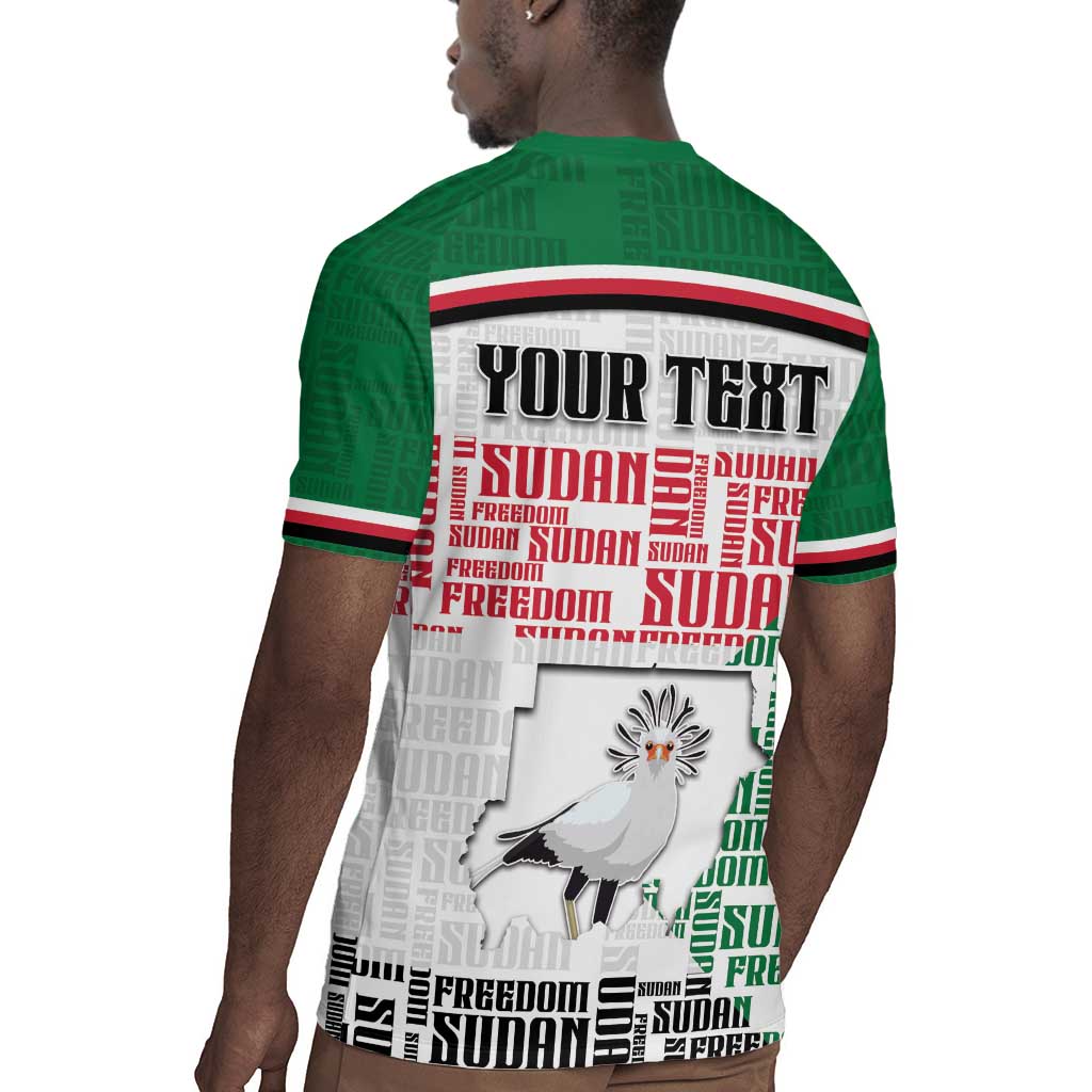 Personalized Sudan Rugby Jersey Secretary Bird With Typography Patterns - African Pride