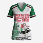 Personalized Sudan Scrub Top Secretary Bird With Typography Patterns - African Pride