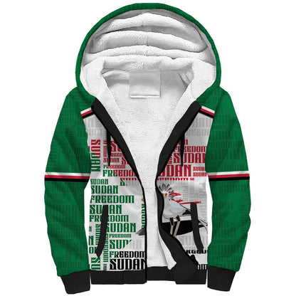 Personalized Sudan Sherpa Hoodie Secretary Bird With Typography Patterns - African Pride