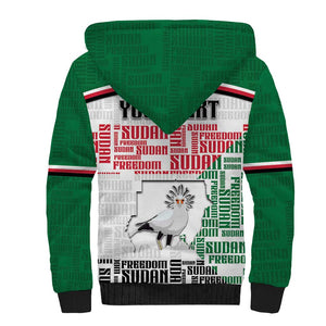 Personalized Sudan Sherpa Hoodie Secretary Bird With Typography Patterns - African Pride