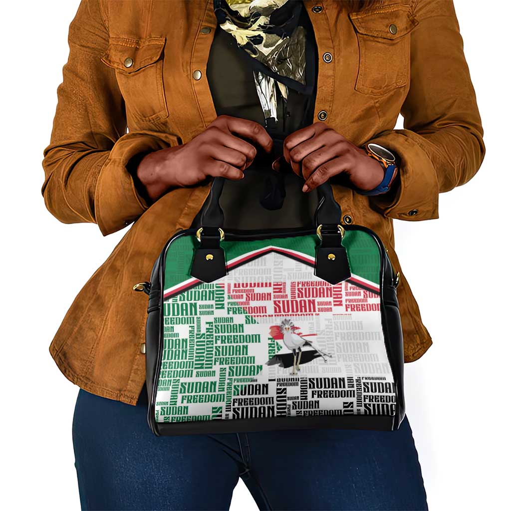 Sudan Shoulder Handbag Secretary Bird With Typography Patterns - African Pride