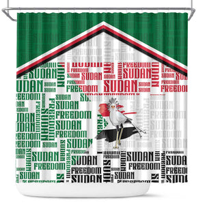 Sudan Shower Curtain Secretary Bird With Typography Patterns - African Pride