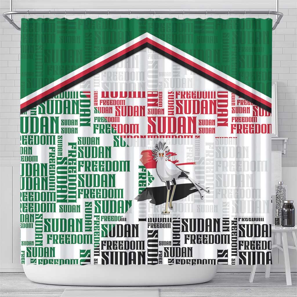 Sudan Shower Curtain Secretary Bird With Typography Patterns - African Pride