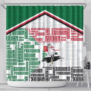 Sudan Shower Curtain Secretary Bird With Typography Patterns - African Pride