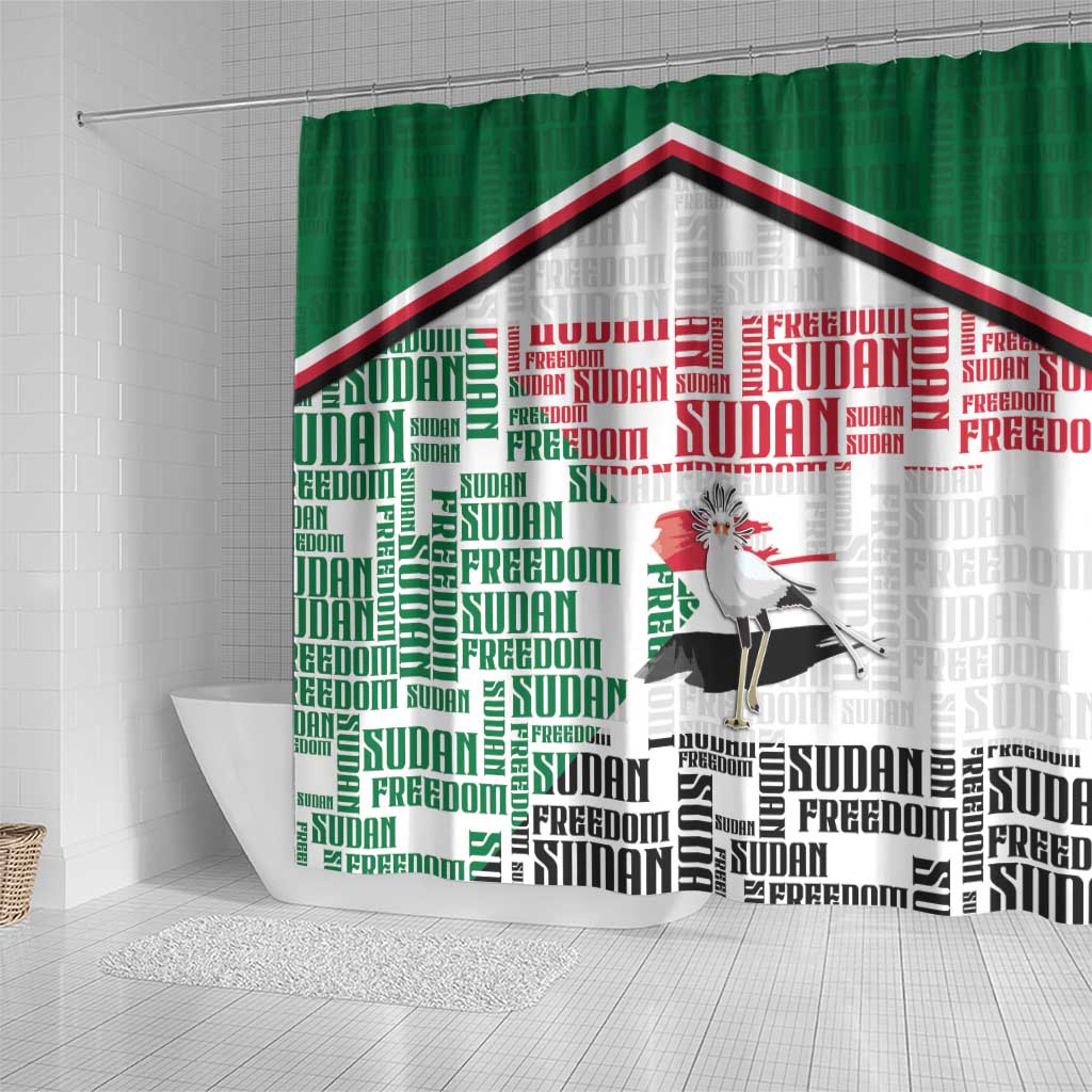 Sudan Shower Curtain Secretary Bird With Typography Patterns - African Pride