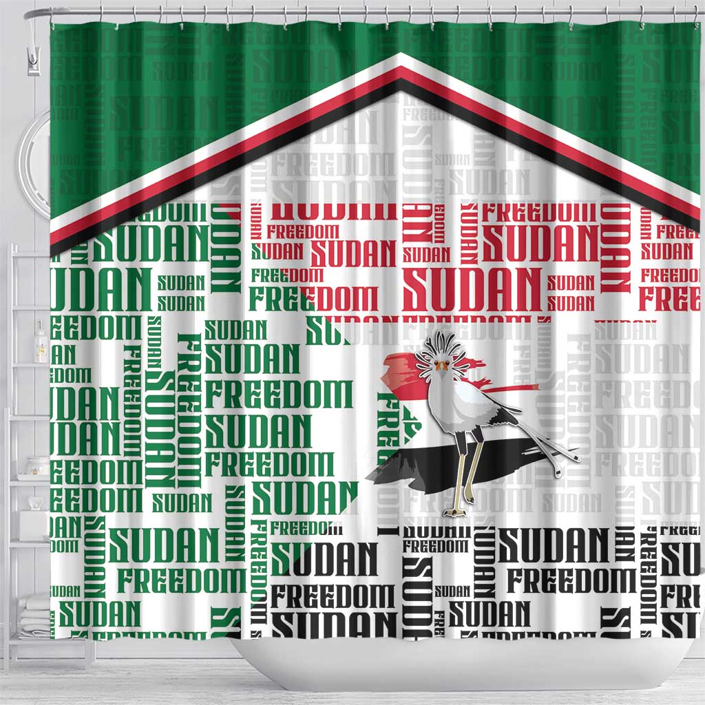 Sudan Shower Curtain Secretary Bird With Typography Patterns - African Pride