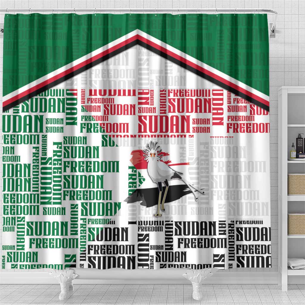 Sudan Shower Curtain Secretary Bird With Typography Patterns - African Pride