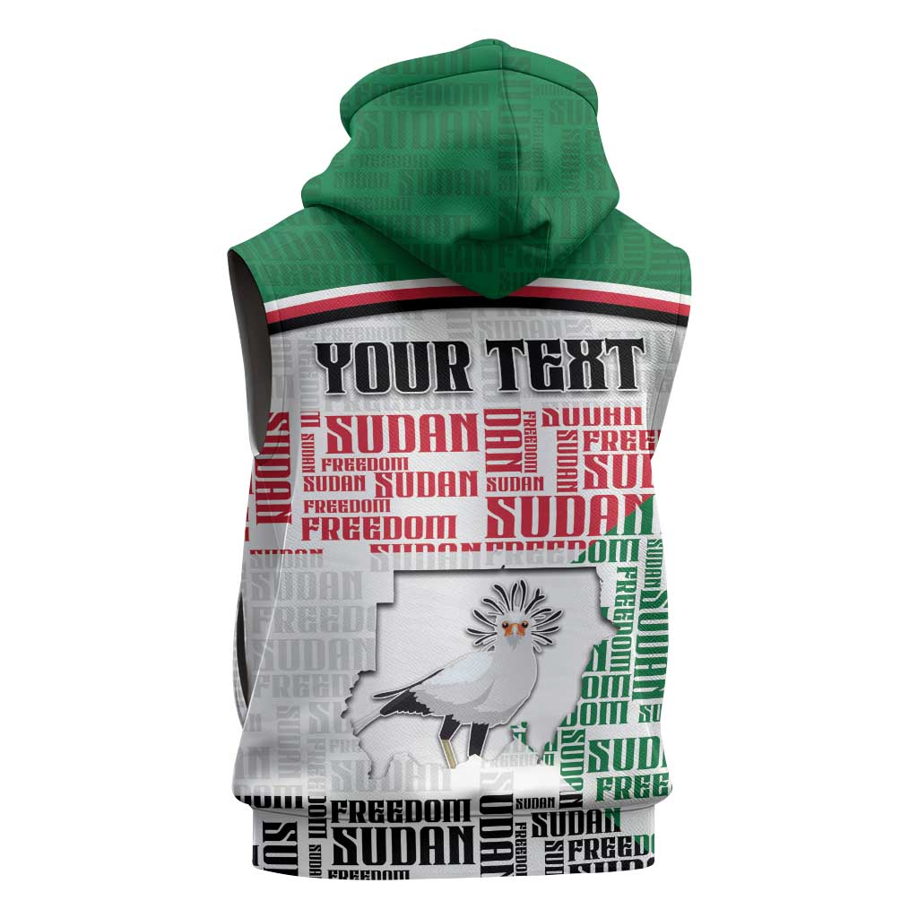 Personalized Sudan Sleeveless Hoodie Secretary Bird With Typography Patterns - African Pride