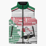 Personalized Sudan Sleeveless Puffer Jacket Secretary Bird With Typography Patterns - African Pride