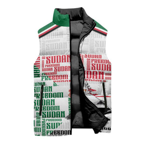 Personalized Sudan Sleeveless Puffer Jacket Secretary Bird With Typography Patterns - African Pride
