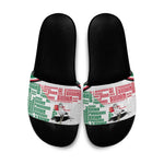 Sudan Slide Sandals Secretary Bird With Typography Patterns - African Pride