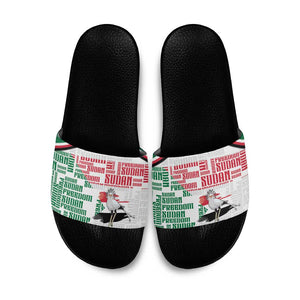 Sudan Slide Sandals Secretary Bird With Typography Patterns - African Pride