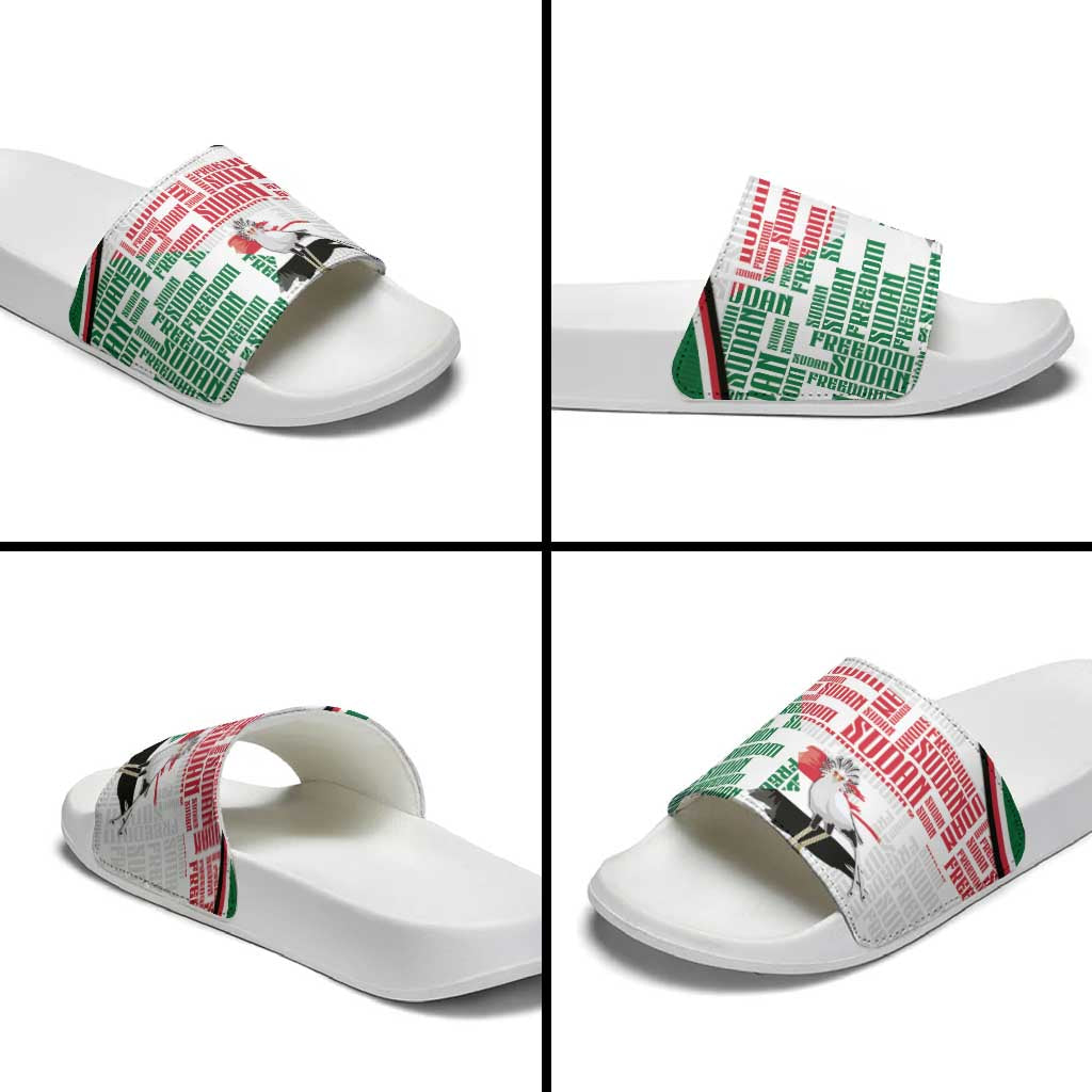 Sudan Slide Sandals Secretary Bird With Typography Patterns - African Pride