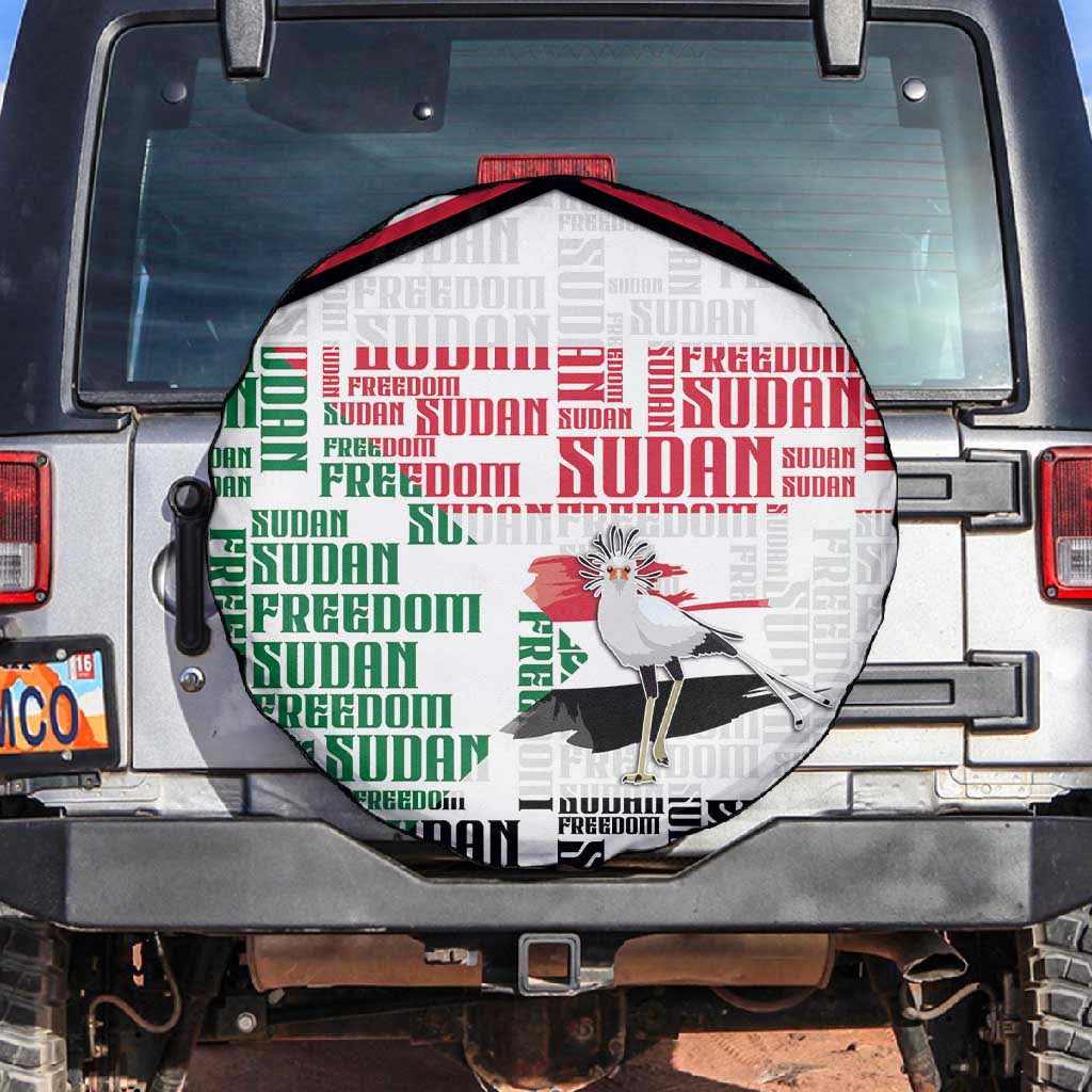 Sudan Spare Tire Cover Secretary Bird With Typography Patterns - African Pride