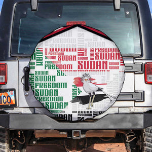 Sudan Spare Tire Cover Secretary Bird With Typography Patterns - African Pride