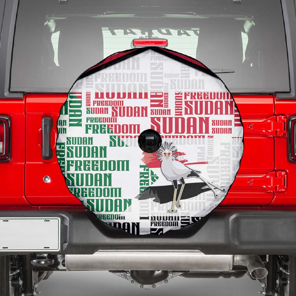 Sudan Spare Tire Cover Secretary Bird With Typography Patterns - African Pride