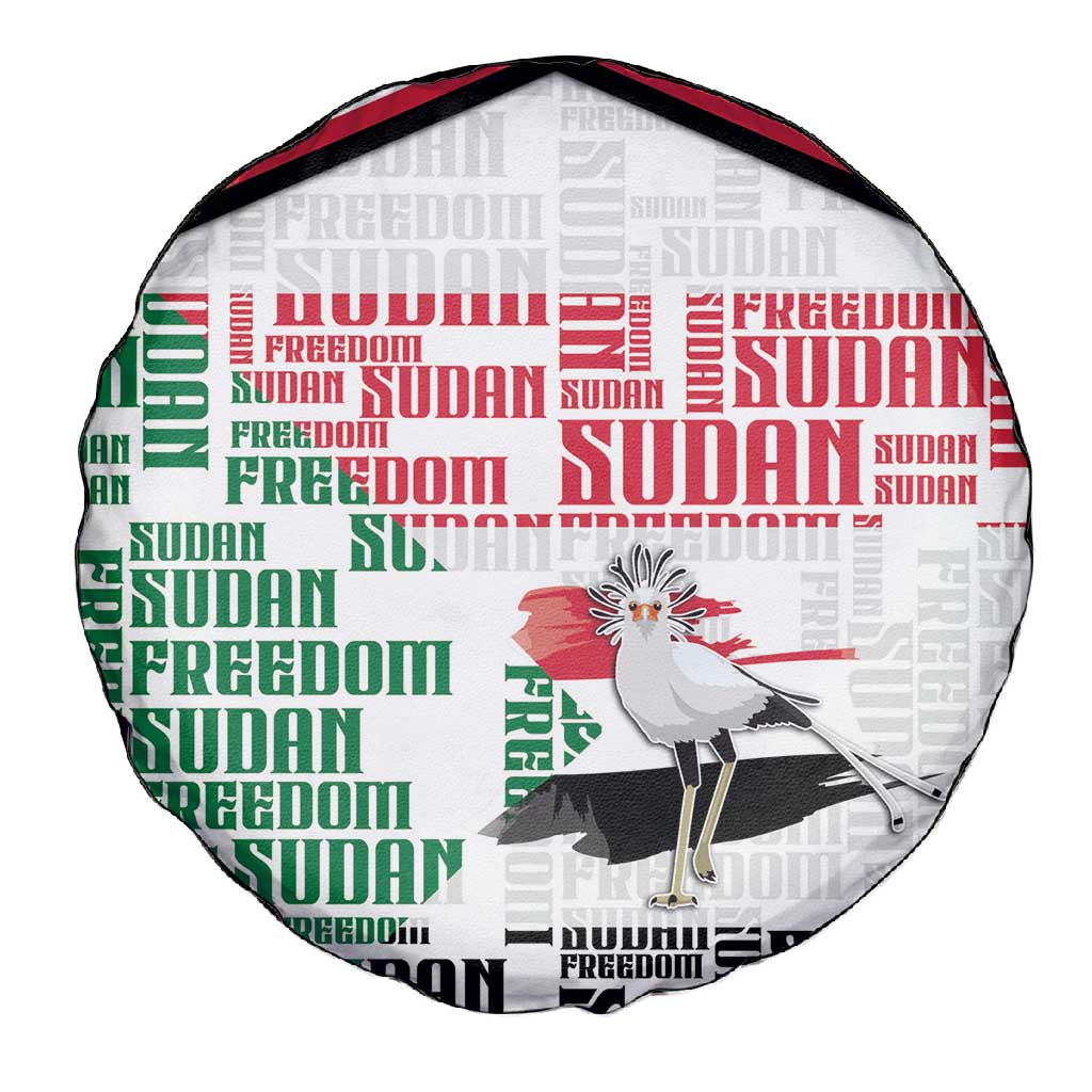 Sudan Spare Tire Cover Secretary Bird With Typography Patterns - African Pride