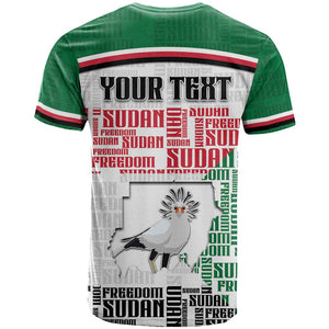 Personalized Sudan T shirt Secretary Bird With Typography Patterns - African Pride
