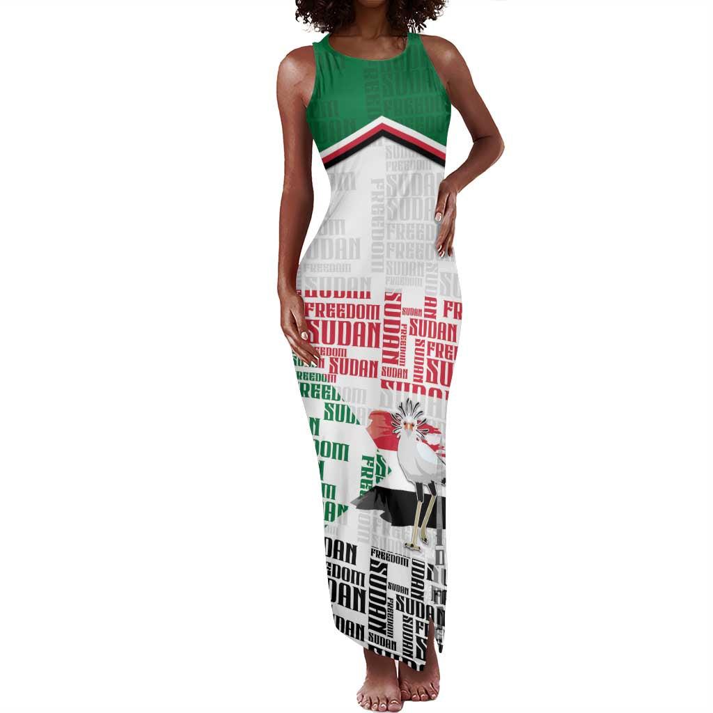 Personalized Sudan Tank Maxi Dress Secretary Bird With Typography Patterns - African Pride