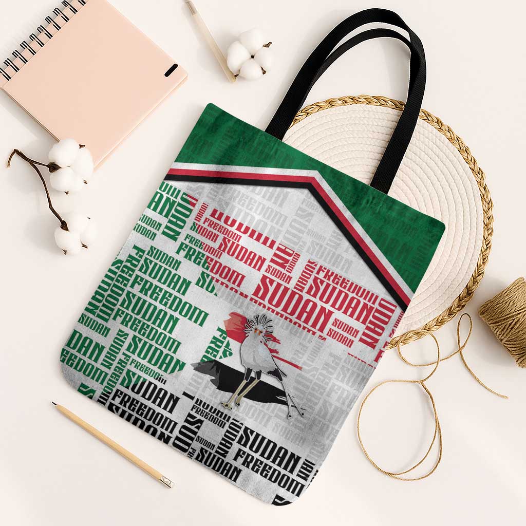 Sudan Tote Bag Secretary Bird With Typography Patterns - African Pride