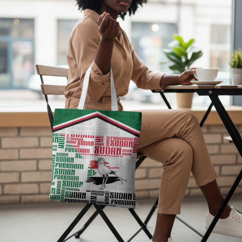 Sudan Tote Bag Secretary Bird With Typography Patterns - African Pride